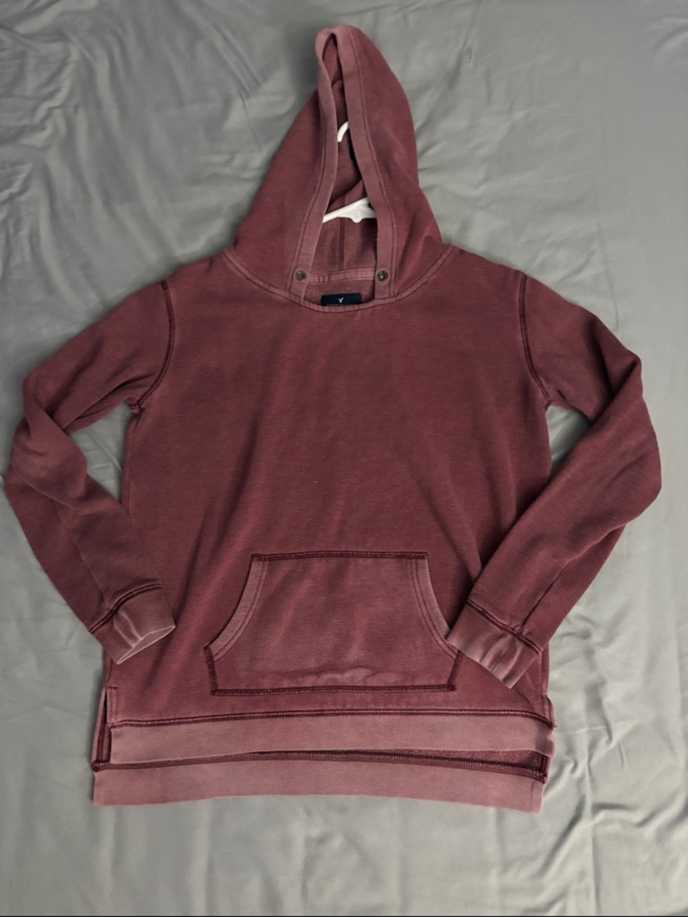 Washed Maroon Hooded Pullover Sweatshirt American Eagle Outfitters